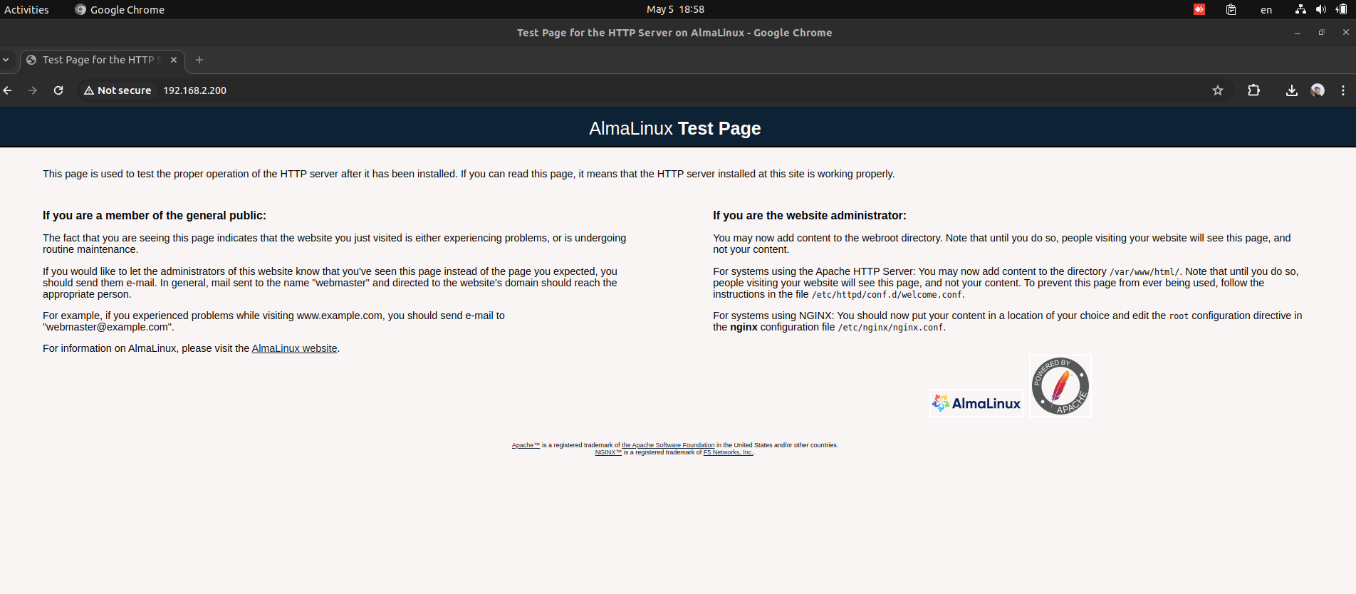 AlmaLinux-Apache-Default-page